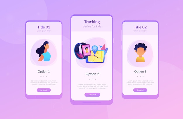 Modello di interfaccia app tracker per bambini GPS.