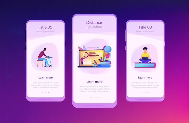 Modello di interfaccia dell'app di apprendimento a distanza.