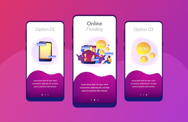 Modello di interfaccia dell'app di cyberbullismo.