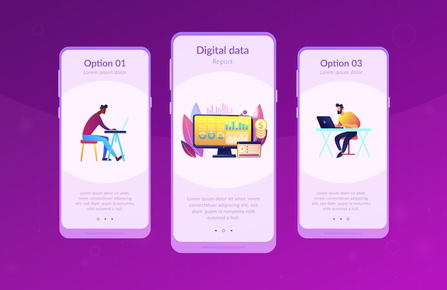 Modello di interfaccia dell'app di gestione dei dati finanziari.