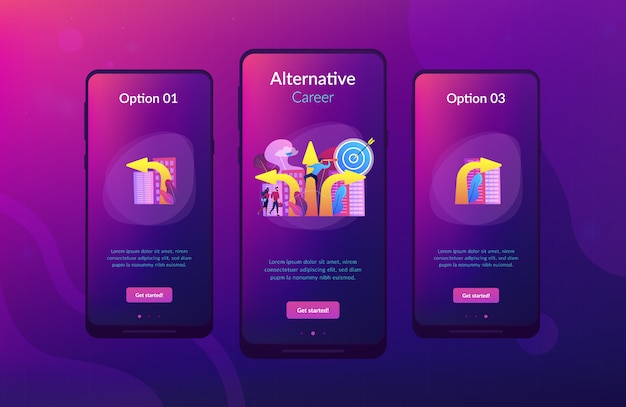 Modello di interfaccia dell'app per il cambiamento di carriera.