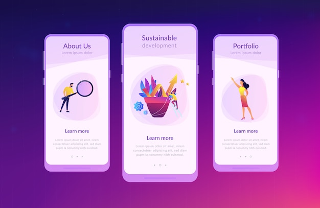 Modello di interfaccia di crescita aziendale app