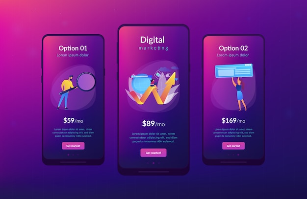 Modello di interfaccia per app di marketing digitale