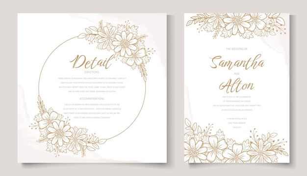 Modello di invito a nozze con decorazione floreale