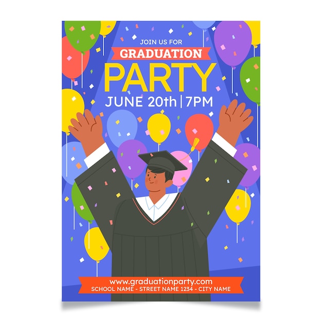 Modello di invito alla festa di laurea disegnato a mano