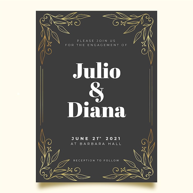 Modello di invito di fidanzamento elegante