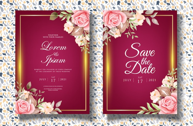 Modello di invito di matrimonio ad acquerello