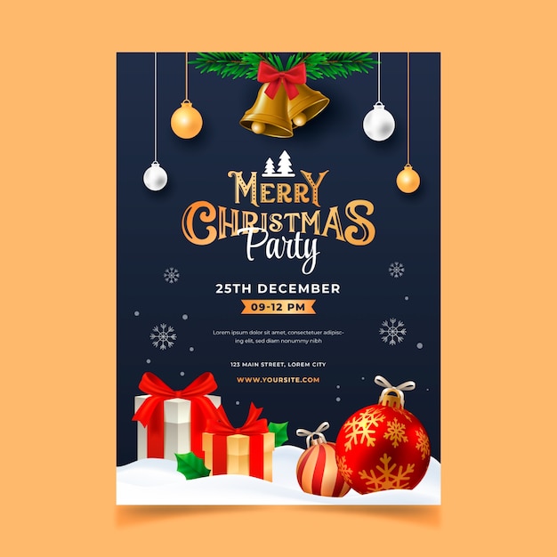 Modello di invito di Natale realistico