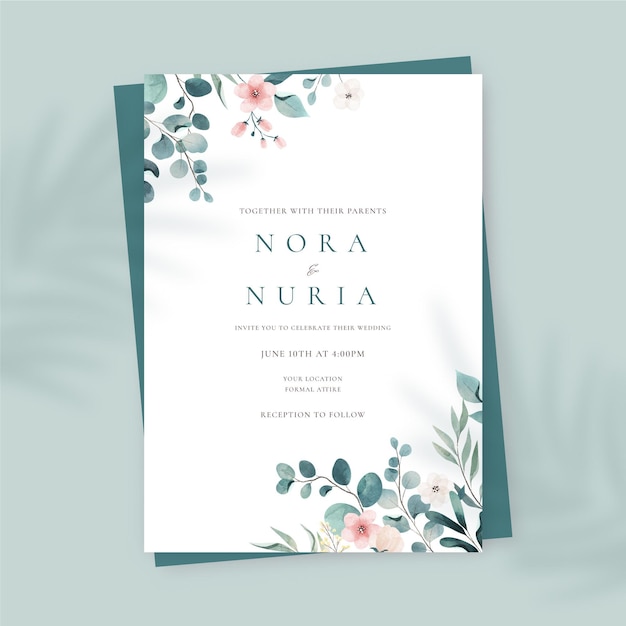 Modello di invito matrimonio acquerello