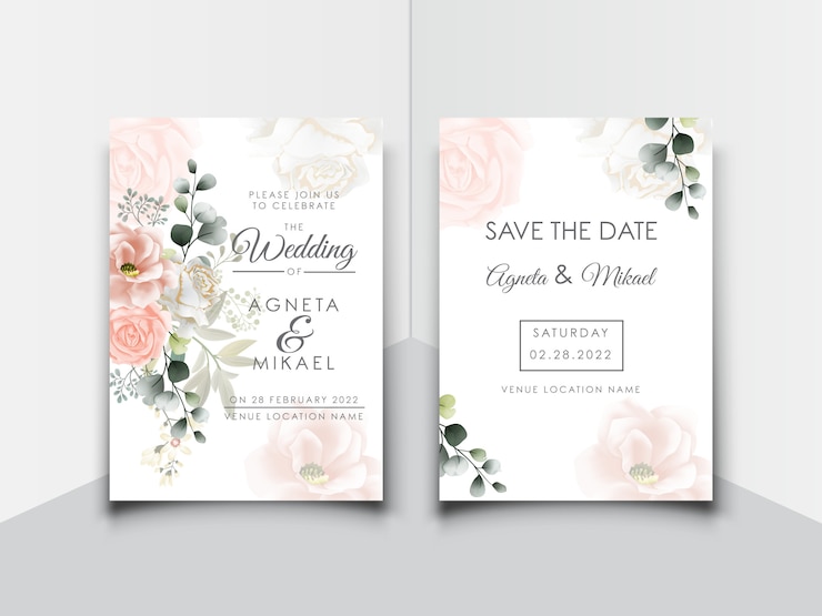 Vettore modello di invito matrimonio bello ed elegante