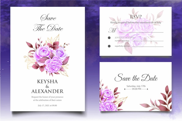 Modello di invito matrimonio floreale elegante