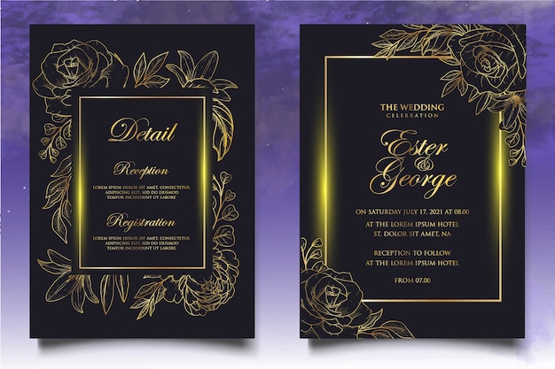 Modello di invito matrimonio floreale vintage elegante