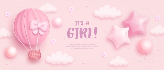 Modello di invito per baby shower per ragazza