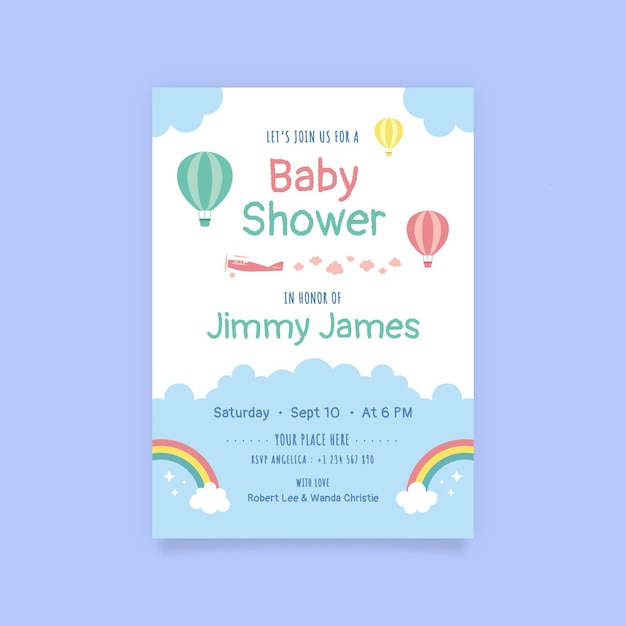 Modello di invito per baby shower Vettore Premium