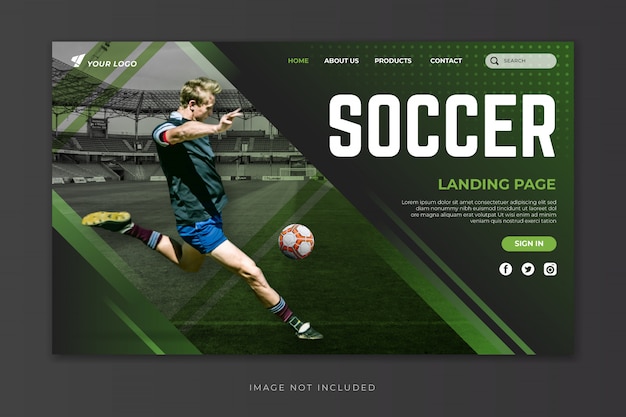 Modello di landing page di calcio