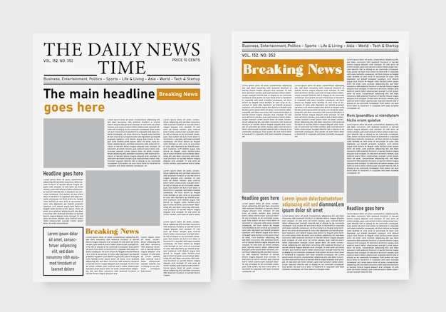 modello di layout grafico del giornale quotidiano