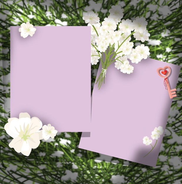 Modello di lettera pieno di fiori bianchi