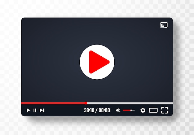 Modello di lettore video per applicazioni Web o mobili Illustrazione vettoriale