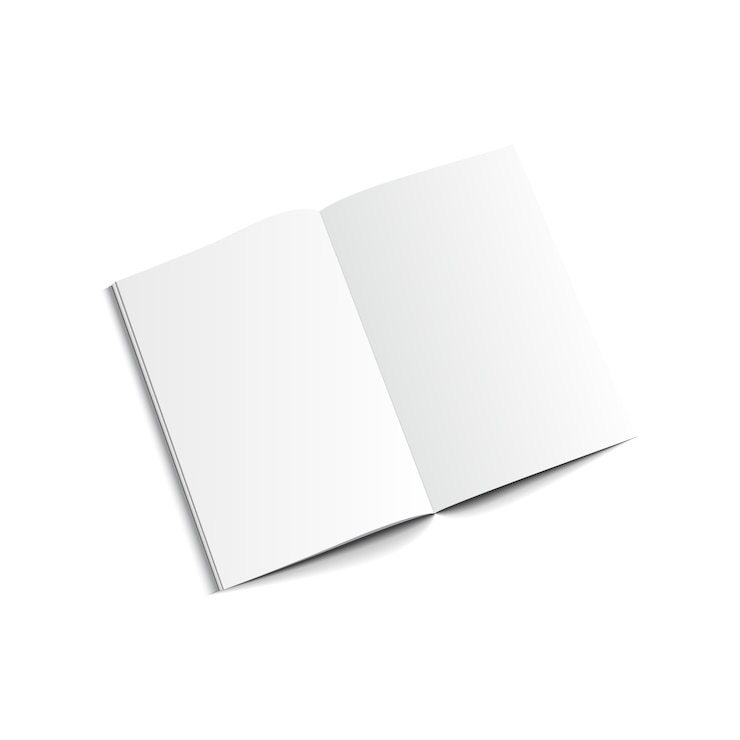 Vettore modello di libro bianco in vista dall'alto.