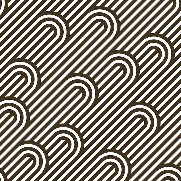 Modello di linee senza soluzione di continuità, sfondo astratto vettoriale geometrico a righe, rete a righe lineare, labirinto ottico, rete web. Disegno in bianco e nero.