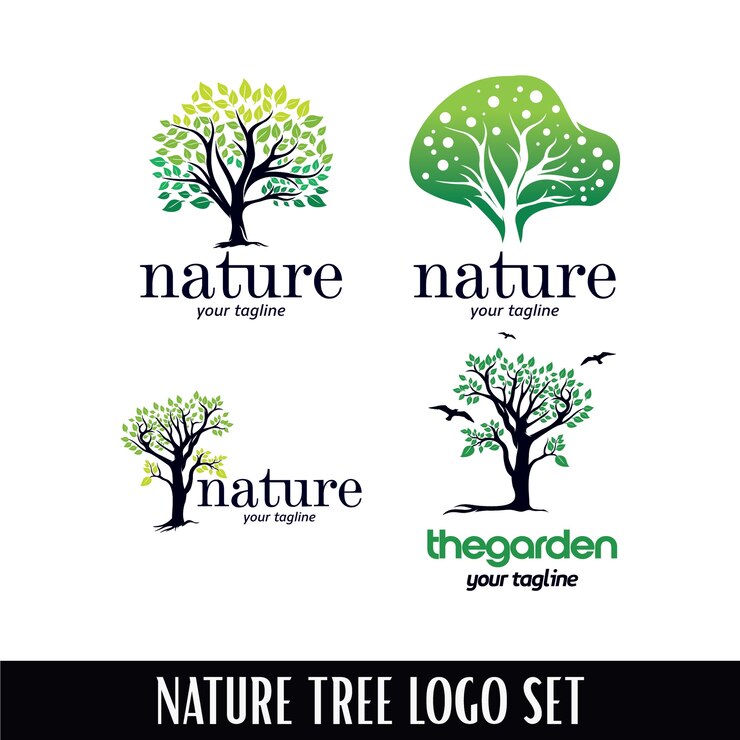 Modello di logo albero natura