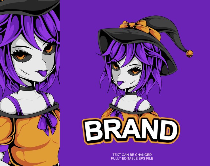 Vettore modello di logo anime di halloween