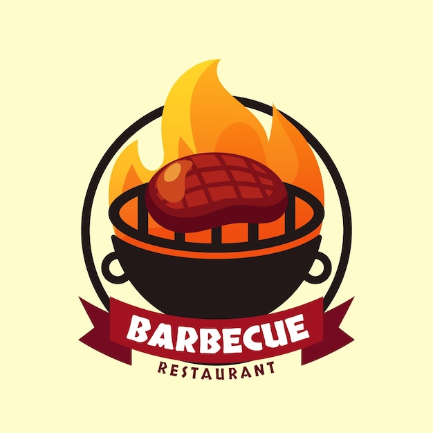 Modello di logo barbecue creativo con dettagli