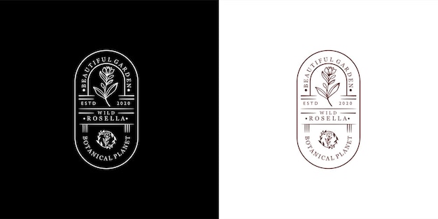 Modello di logo botanico e bellezza disegnato a mano