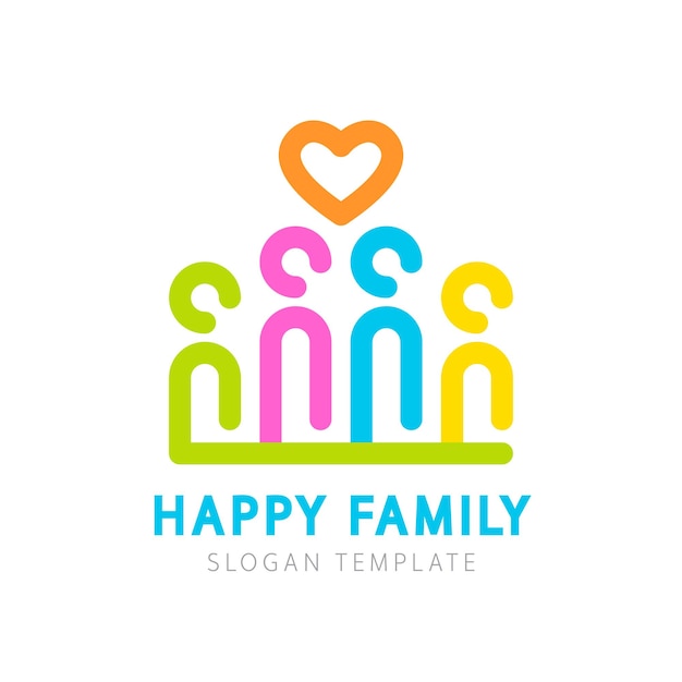 Modello di logo colorato famiglia felice