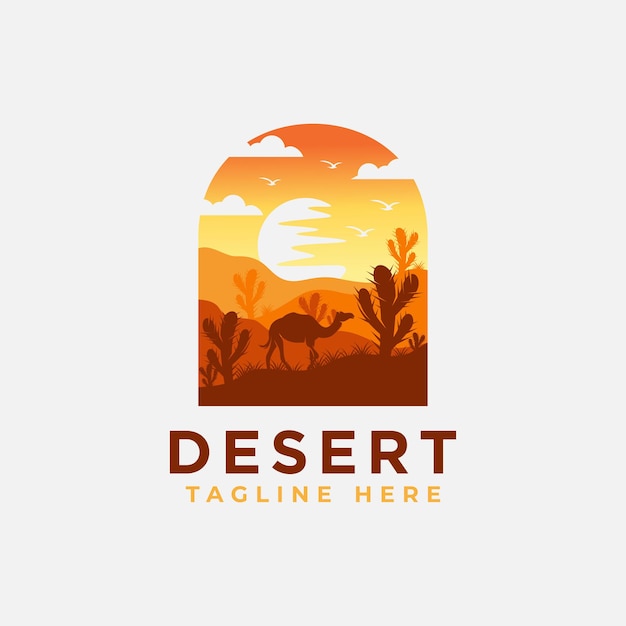 Modello di logo del deserto logotipo del deserto isolato vettore del deserto