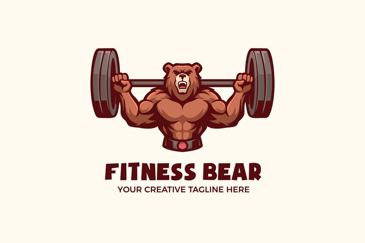 Modello di logo del personaggio della mascotte dello sport sano per il fitness