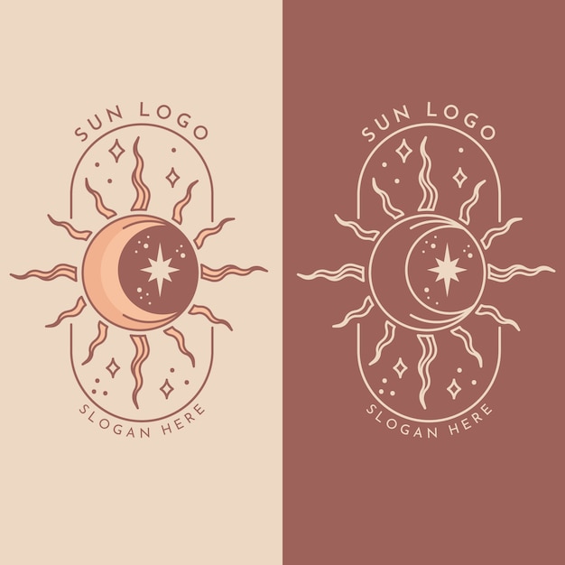 Modello di logo del sole disegnato a mano
