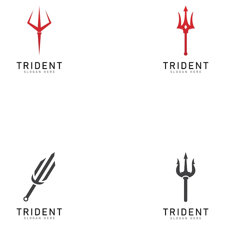 Vettore modello di logo del tridente progettazione di illustrazioni di icone vettoriali