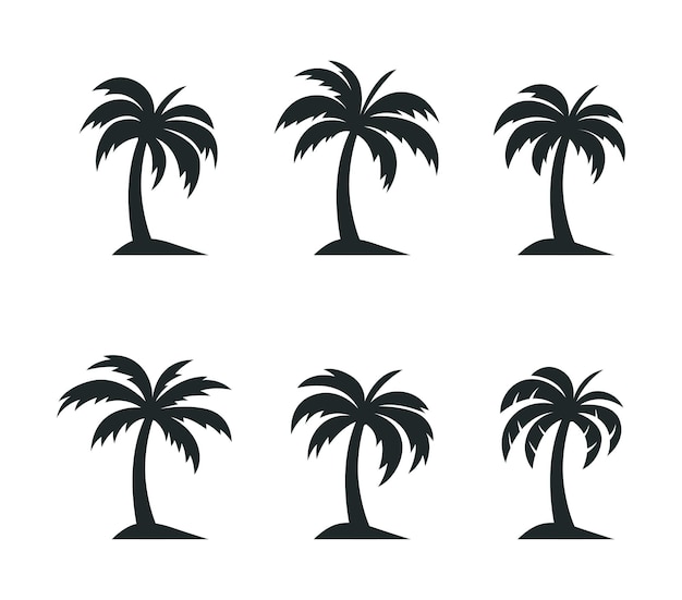 Modello di logo dell'insieme dell'albero di cocco
