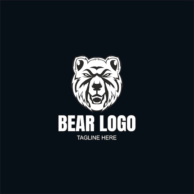 Modello di logo dell'orso in bianco e nero