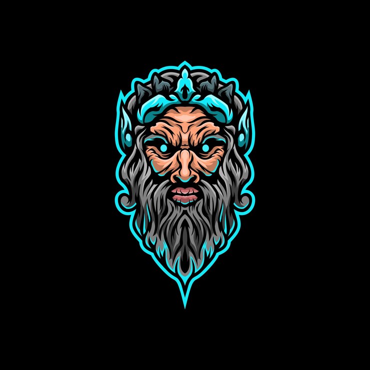 Vettore modello di logo della mascotte della testa di zeus