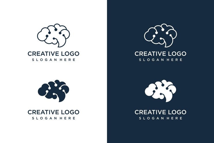 modello di logo design cervello minimalista e design biglietto da visita