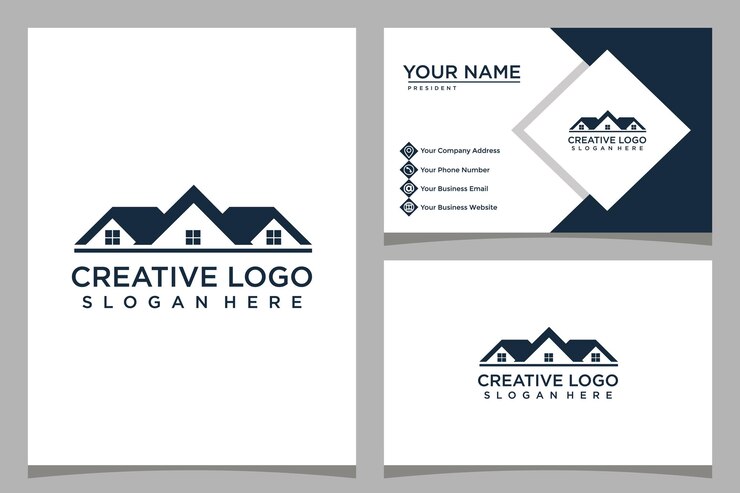 modello di logo di design per la casa minimalista e design di biglietti da visita