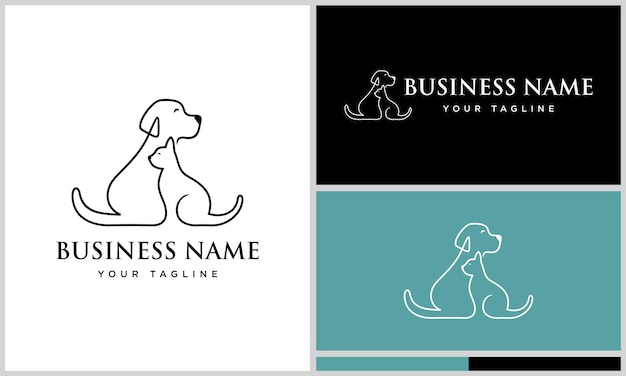 Modello di logo di linea arte cane