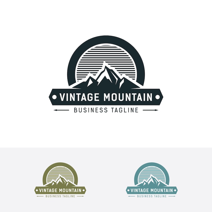 Vettore modello di logo di montagna d&#39;epoca