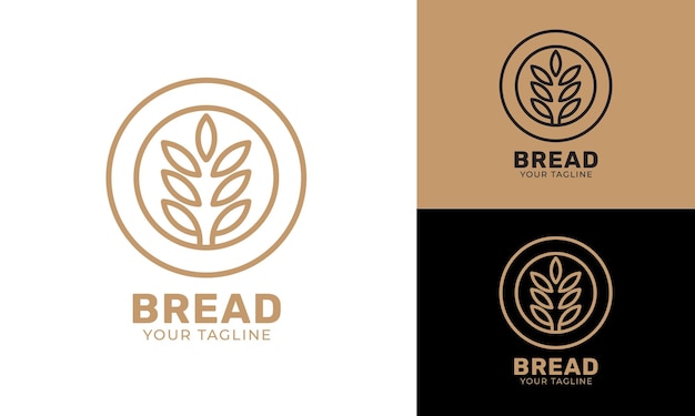 Modello di logo di pane di grano moderno linea di design piatto