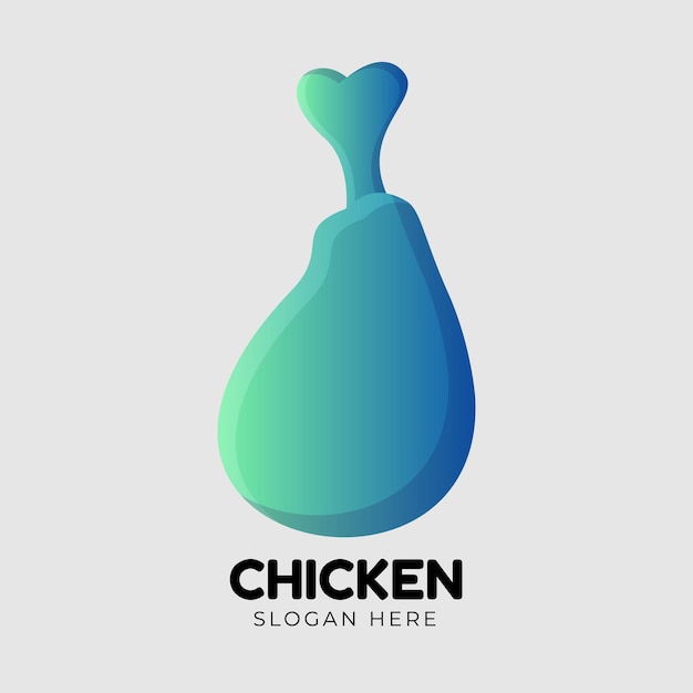 Modello di logo di pollo colorato sfumato Vettore Premium