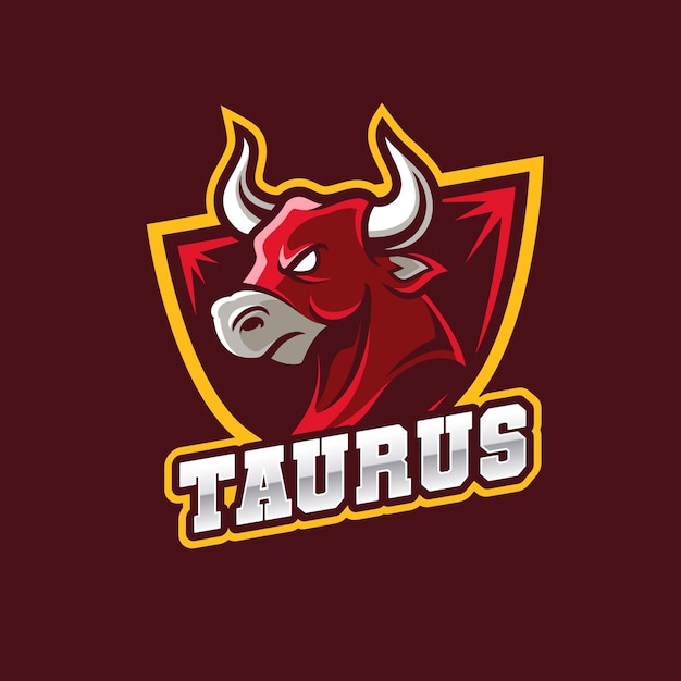 Modello di logo di Red Angry Bull Taurus Esport
