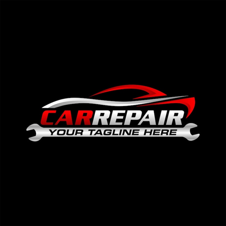 Vettore modello di logo di riparazione automobilistica arte linea auto