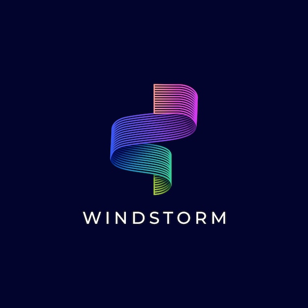 Modello di logo di Windstorm Gradient Style Colorful