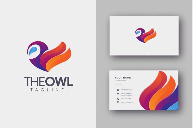 Vettore modello di logo e biglietto da visita colorato gufo