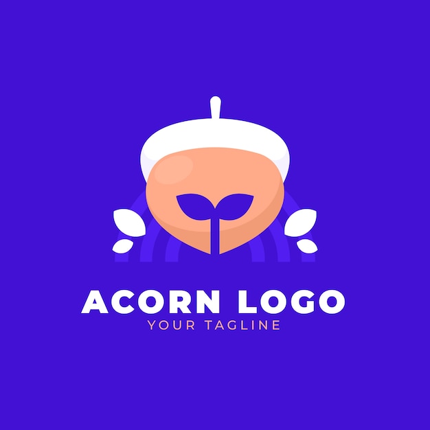 Modello di logo ghianda design piatto