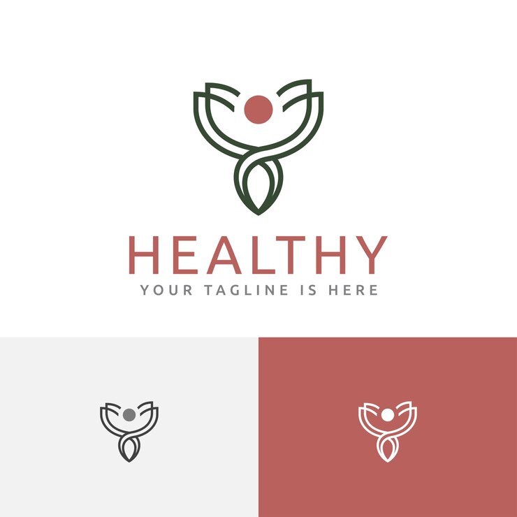 Modello di logo in forma di persone astratte organiche naturali di vita sana