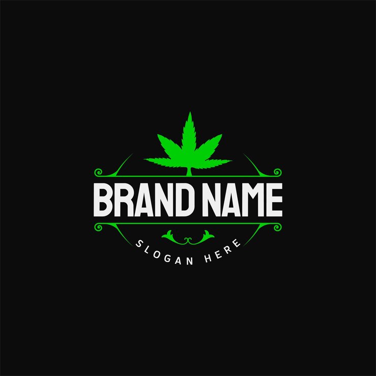 Modello di logo in stile retrò di cannabis