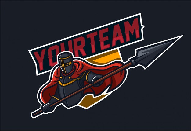 modello di logo mascotte di gioco con lancia di esportazione